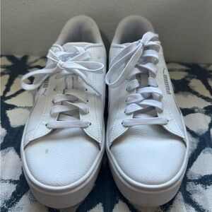 Puma White Low-Top Sneakers with Textured Leather
